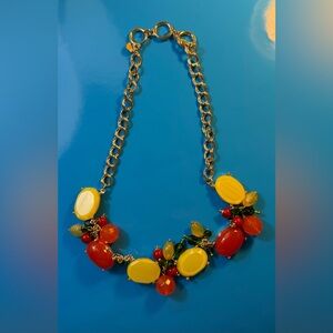 Vintage Talbots Fruit Salad Gold Tone Necklace Orange Yellow